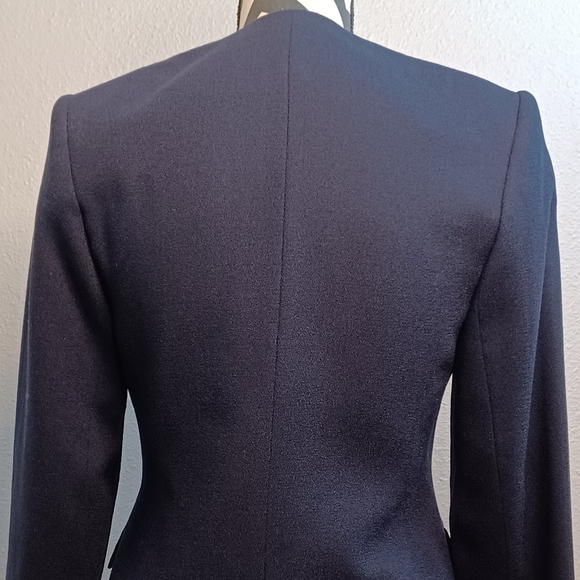 Vintage Navy Blue Military Chic 100% Wool Double Breasted Structured Jacket - Picture 6 of 15